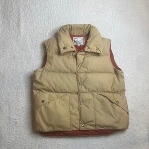 Vintage Penfield Trailwear down puffer vest men's tan warm‎ red lined 80s M